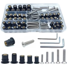103 Pcs Well Nuts M4 M5 M6 Stainless Steel Bolt Kit for Marine Kayak Motorcyc...