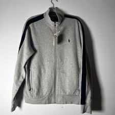Vintage Polo Ralph Lauren Full Zip Track Jacket Grey with Blue Mens M