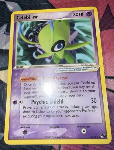 celebi ex pokemon card value 17/17 Ultra Rare Pop Series 2 TCG Played Condition Holo EX has been Knocked Out Celebi ex - POP Series