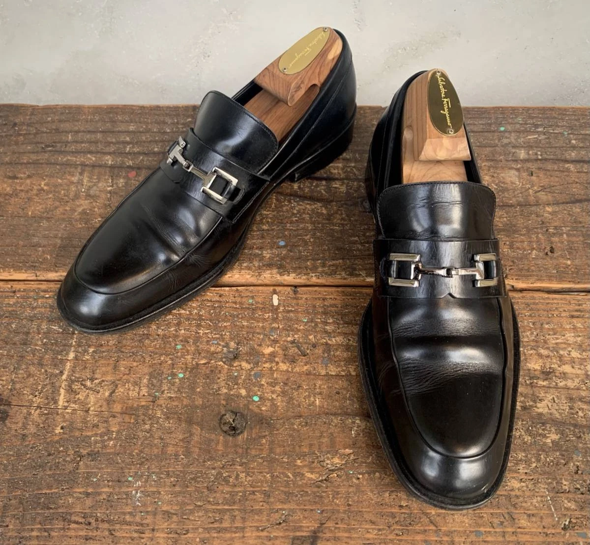 Mocassins Gucci chaussures Horsebit cuir véritable noir homme taille 41 demi
