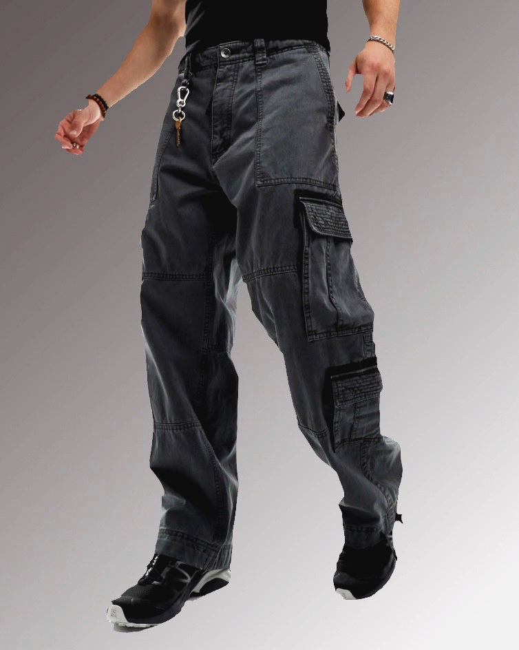 Abercrombie & Fitch Ultra Baggy Twill Utility Cargo Pant in Dk