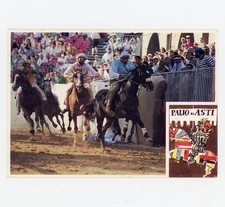 Palio di Asti 1993 Corsa Cavalli Cartolina Francobollo Annullo Filatelico