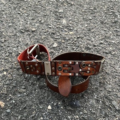 Diesel Men Archive 00S 90S Leather Belt Studs Logo Luxury