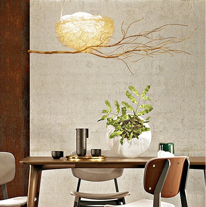 Golden Bird Nest Chandelier Aluminum Branches Pendant Lamp Art Pendant Lamp - Imagem 3 de 4