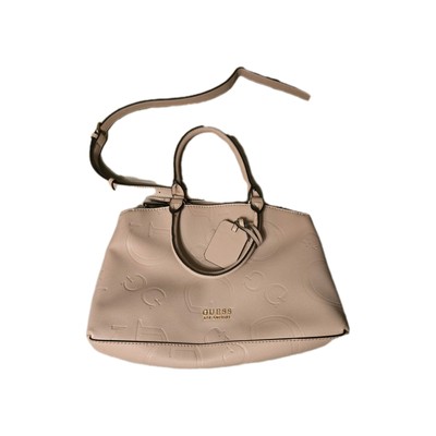GUESS Melrose Ave Signature G Satchel with Shoulder Strap Taupe, Zip Closure