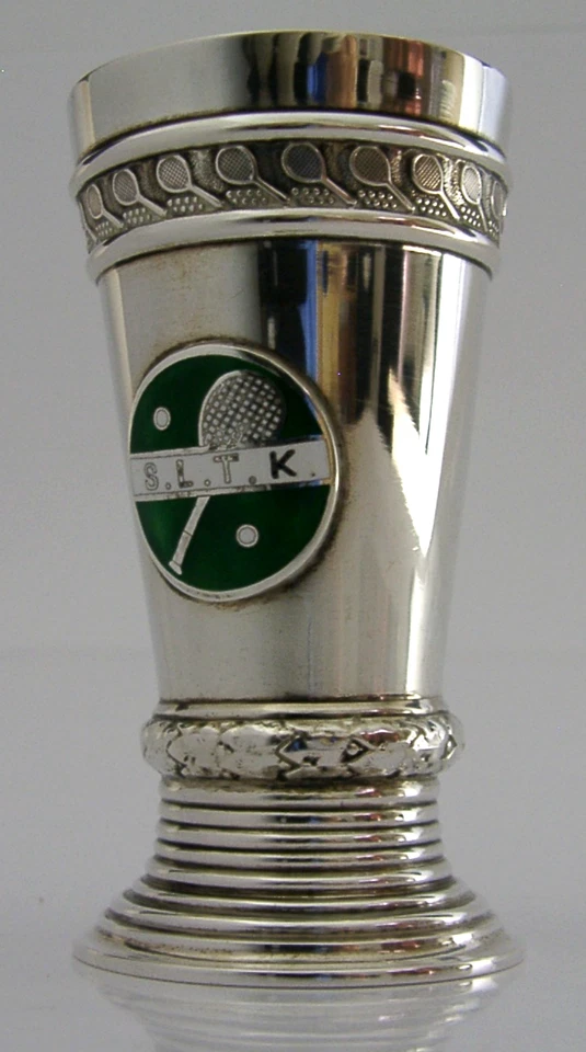 BEAUTIFUL SWEDISH SOLID SILVER TENNIS CUP BEAKER 1902 SPORTING ANTIQUE SLTK - Image 2 of 4