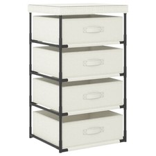 Storage Rack Cream Steel, Fabric 100 Polyester Lightweight
