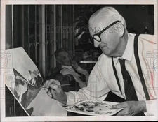 1967 Press Photo Artist Bernard Trentler Painting at "Little Sister of Poor"