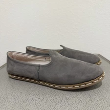 Sabah Grey Tumbled Nubuck Leather Handmade in Turkey Slip On Shoe Sz 40