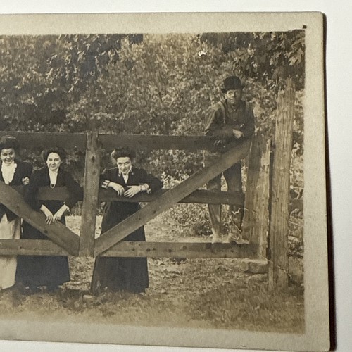 Wooden Hats Man Women Funny 1910 farm RPPC Real Photo Postcard - Picture 2 of 9