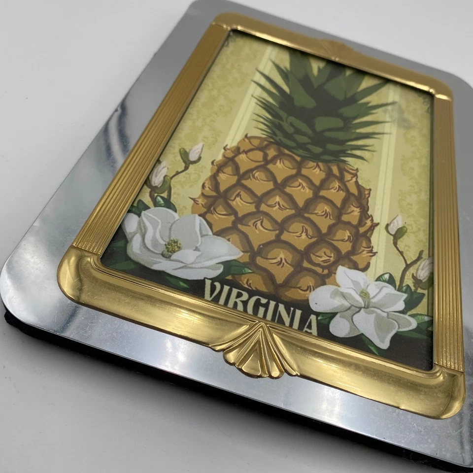 Two Tone Metal Picture Frames Set of 2 Vintage Gold Silver Art Deco 5x7 Photo - Image 4 of 4