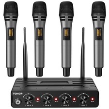 Wireless Microphones System with 4x10 Channels Cordless Handheld Microfono In...