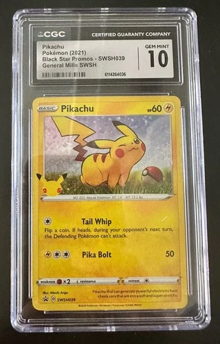2021 Pokémon Pikachu SWSH039 25th Anniv General Mills BS Promo CGC 10 Gem Mint