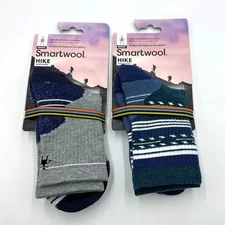 2 Pack Smartwool Men's Performance Hike Crew Socks Merino Wool Size Med 2 Colors