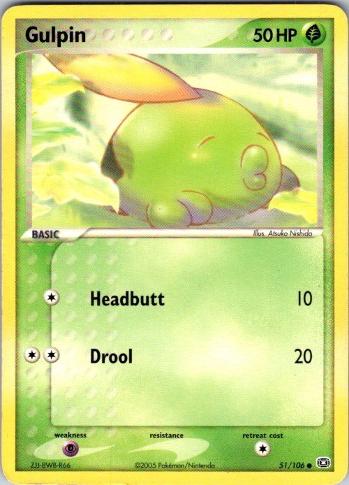 Gulpin 51/106 Common Emerald Pokemon Damaged