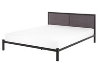Trendy Schwarzes Metallbett Graues Kopfteil Lattenrost 160X200 Cm Clamart