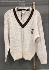 Vintage 90s Gucci Women's Cable Knit V-Neck Sweater White Web Sz 38 NWT COA