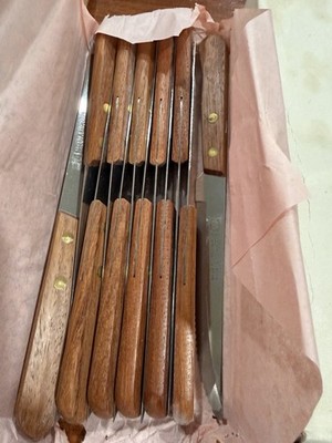 VTG 12 Lot Bloomfield 3926 Steak Knives 8.5'' Stainless Steel Wood Handle NEW NOS