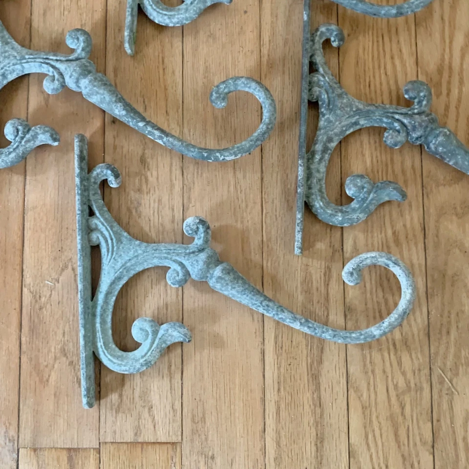 Винтажный декоративный металлический алюминиевый настенный кронштейн крюк растение лот 4 списанные 12 дюймов - Изображение 4 из 4