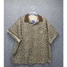Aelfric Eden Leopard Print Shirt Sleeve Button Up Shirt Oversized Large NEW