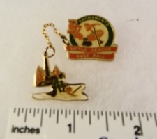2 Little League Baseball PINs - CA D7 Sacramento LL chained pins Gold Rush Theme