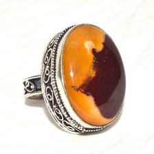 Natural Mookaite Oval Cabochon Vintage Style Handmade Gemstone Ring US 6.5