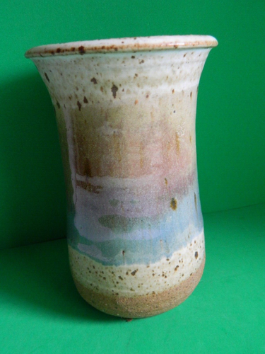 Handgeworfene Keramikvase signiert Smith blau braun und grau