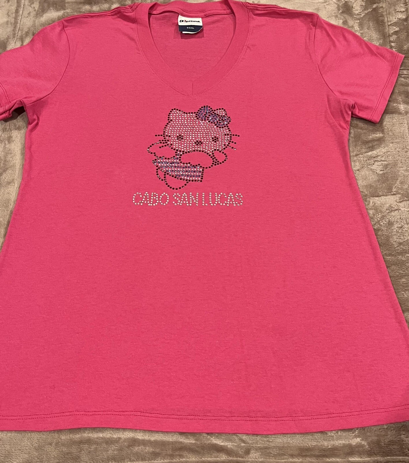 Rhinestone Hello Kitty Cabo San Lucas Vneck Size XL Pink Tshirt eBay
