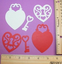 10 LOCKET HEART cardstock paper die cut embellishments scrapbook / card making