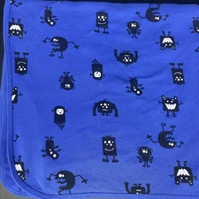 Rosie Pope Blue Aliens  Monsters Baby Blanket Stretch Cotton Jersey Knit Swaddle