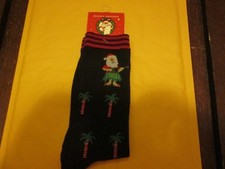 Holiday Santa Socks Black Red White Green with Palm Trees New Size 9-11