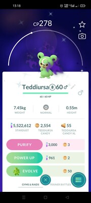 Pokémon Shiny Shadow Teddiursa GO
