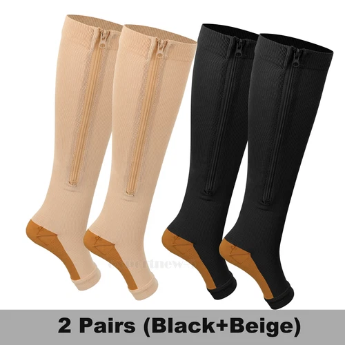 Calcetines de compresión con cremallera de cobre soporte para piernas medias cremallera hombres mujeres 20-30 mmHg - Imagen 20 de 24