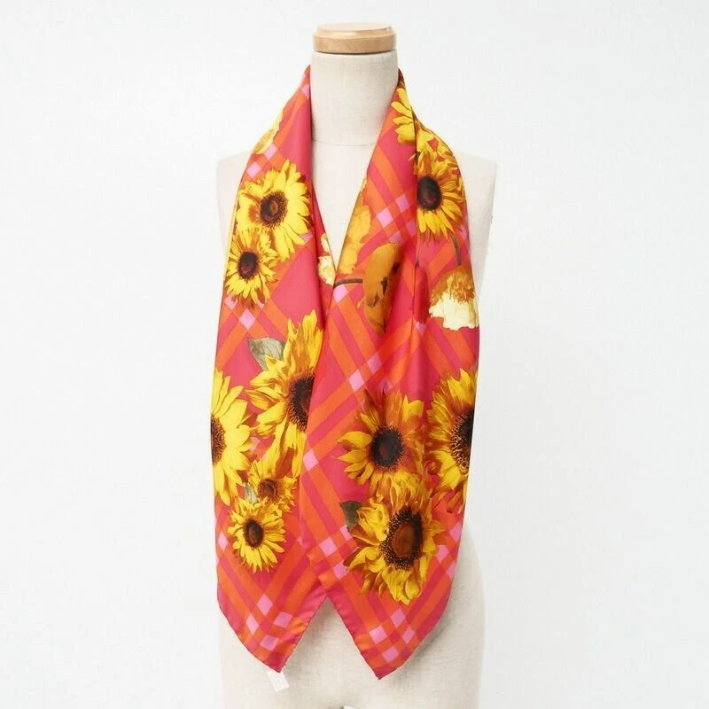 Grande écharpe Gucci 《34 po x 34 po》Fleurs fleurs tournesols du Japon