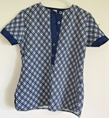 Vintage 60's Shortsleeve Plaid Shirt, Top Blouse JCPenny Cuffed