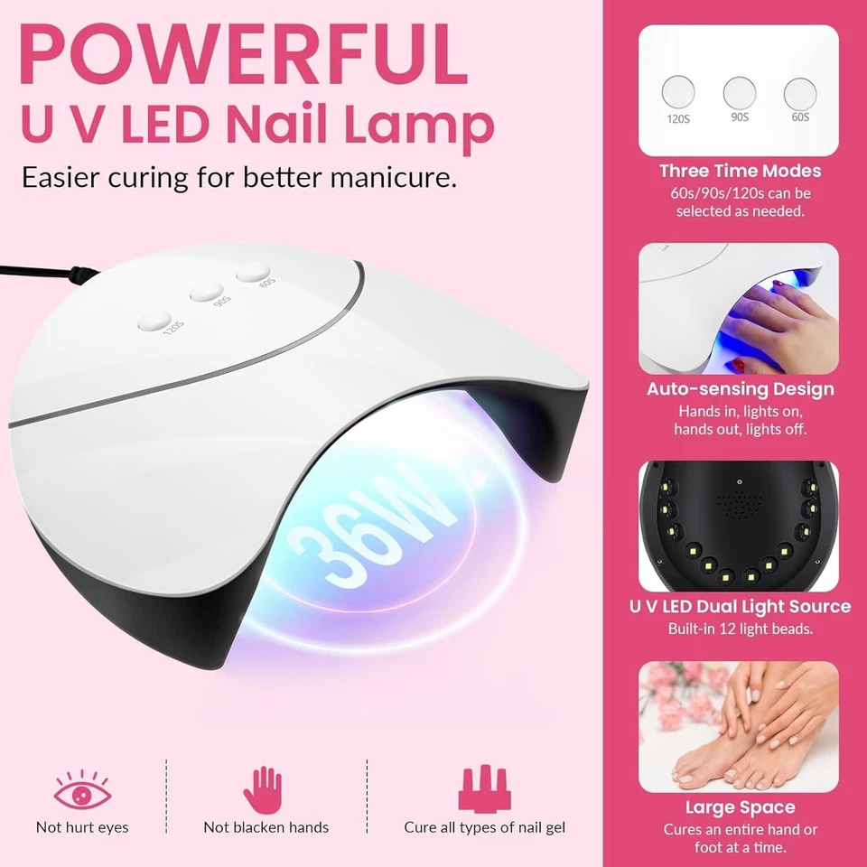 Kit de Esmalte de Uñas en Gel 42 Piezas con Luz de Lámpara UV Poli Extensión Juego de Herramientas de Manicura Foto 4 de 4