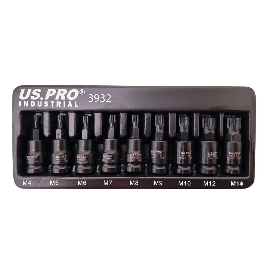 US PRO IMPACT Hex Torx Spline Bit Sockets 3/8" Drive Short Reach Star HX Allen - Image 4 of 4