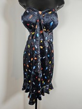 SHEIN 4XL Strapless Velvety Black Multi Mini Dress