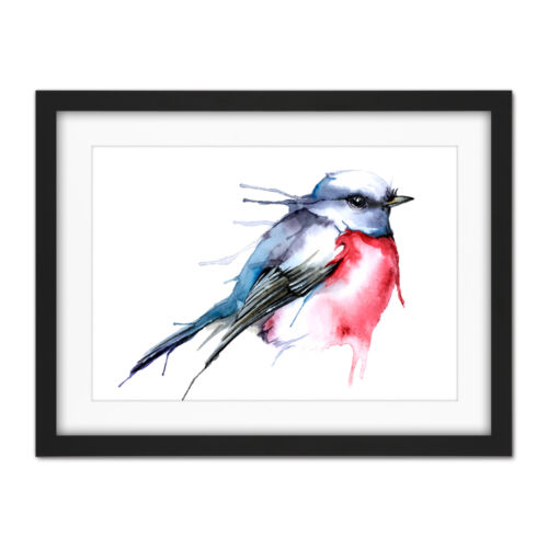 Bird Robin Watercolour Framed Wall Art Print 18X24 In - Bild 1 von 29