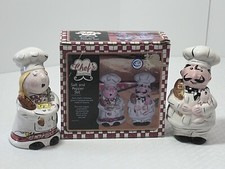 Chef's Collection Ceramic Salt  Pepper Set, Hand Painted, Original Box