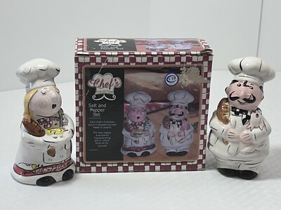 Chef's Collection Ceramic Salt & Pepper Set, Hand Painted, Original Box