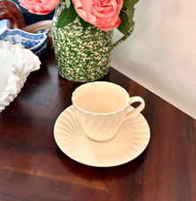 FaPor Ivory White Swirl Cup and Saucer Made in Portugal Cream White Tea Teacup