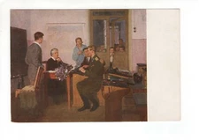 Soviet Russia socialist realism pioneer school Military man 1953