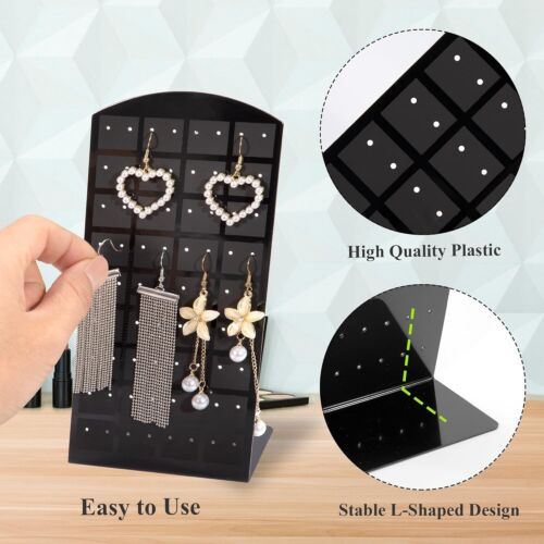 2 Pcs 72 Holes Earring Holder Acrylic Ear Stud Stand L-Shaped Jewe Display - Picture 3 of 11