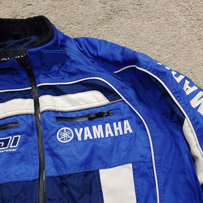 Vintage Yamaha Team Race Zip Jacket Blue Mens Size L Motorcycle