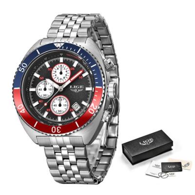 LIGE Herren Herren Armbanduhr Luxus Quarz Analog Chronograph Wasserdicht OVP