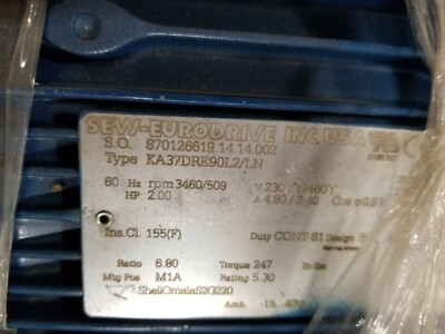 MINT CONDITION SEW KA37 DRE90L2/LN Motor and Worm Worm Gearbox *IN STOCK*