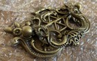Ornate Solid Bronze / Antique Brass Drop Bail Pull Handle Hardware, MADE IN USA — photo 2