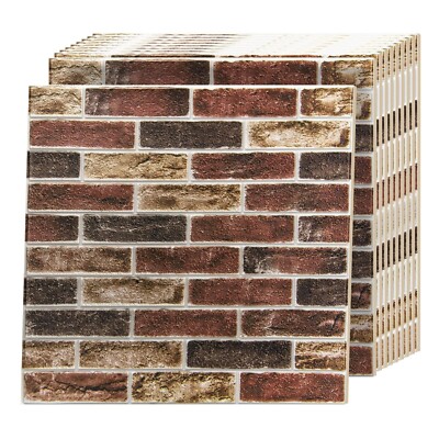 Art3d 20pcs 27.5''x27.5'' Self-adhesive Foam Faux Brick Wall Sticker
