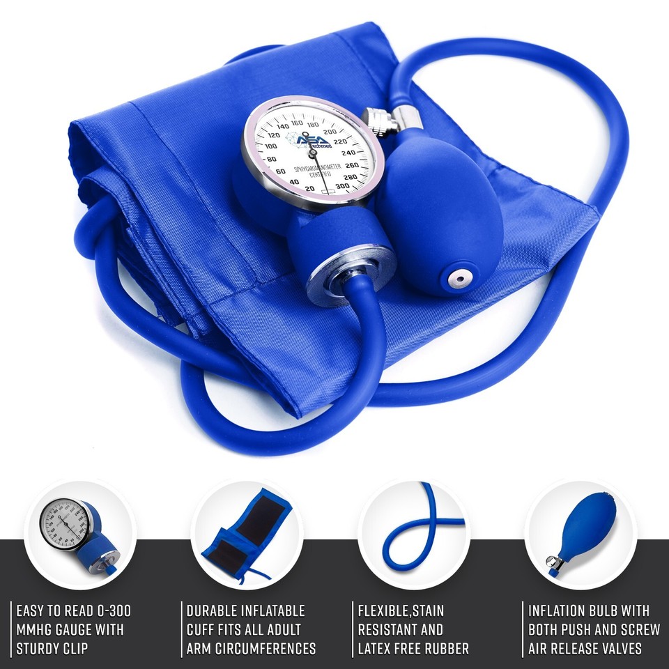 Manual Blood Pressure Monitor BP Cuff Gauge Aneroid Sphygmomanometer ...